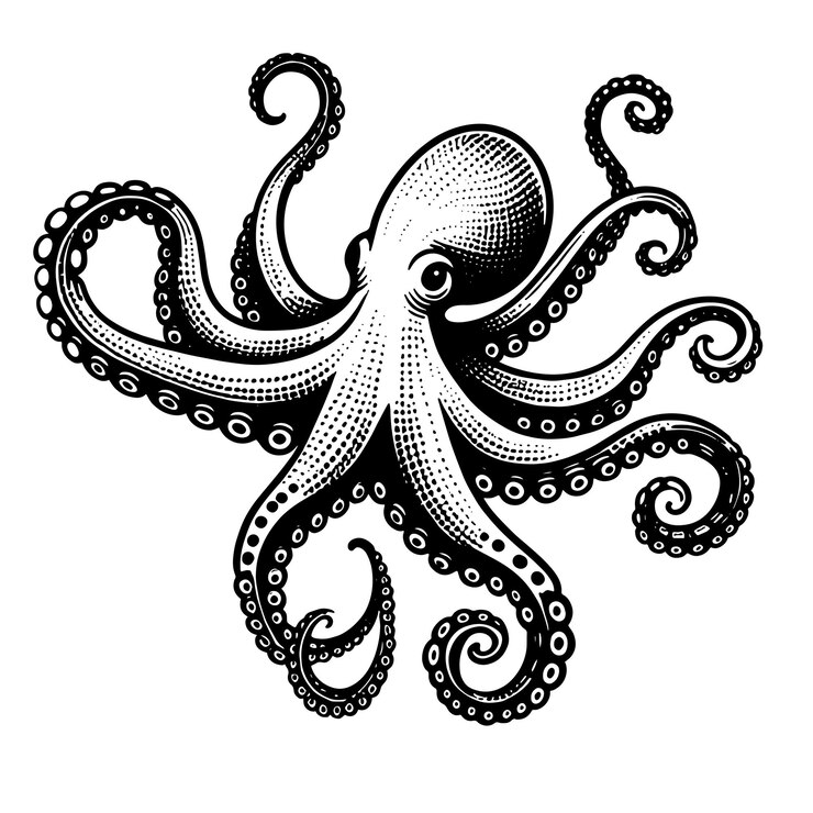 Vector octopus svg corte de archivo gráfico