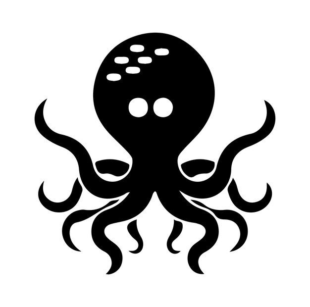 Octopus vectorial en el diseño de dibujos animados extremidades monocromáticas del monstruo marino Kraken vector