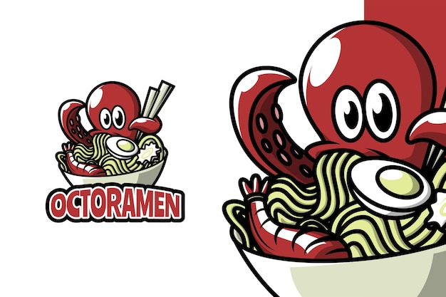 Octoramen - plantilla de logotipo de mascota