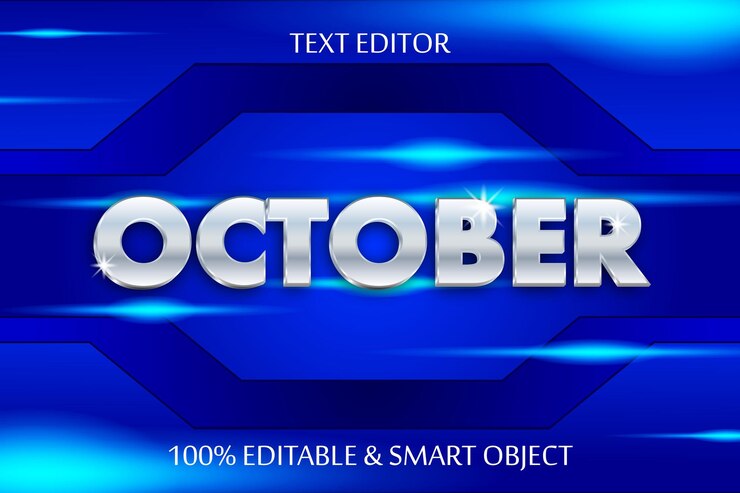 Vector octubre efecto de texto editable 3 dimensiones en relieve estilo moderno