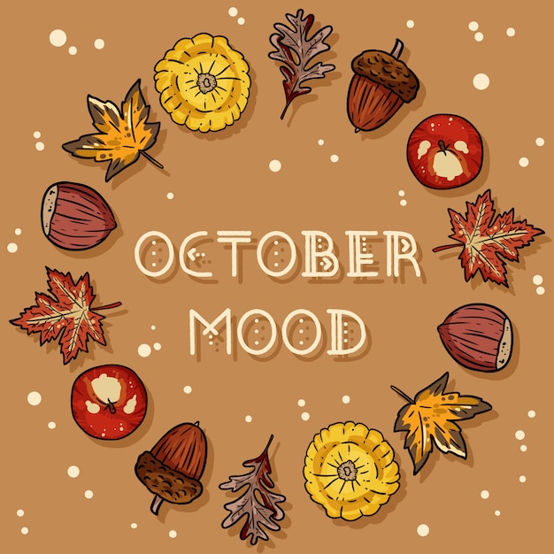Octubre humor guirnalda decorativa linda tarjeta acogedora