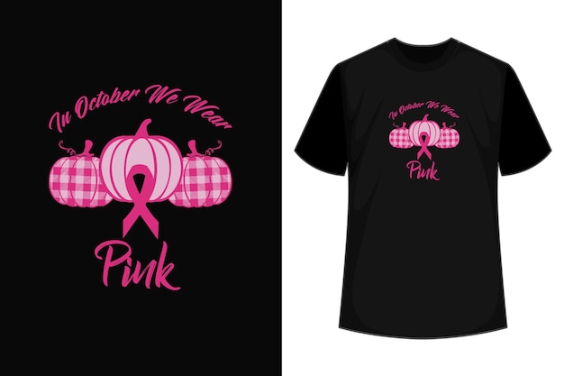 Vector en octubre usamos camisetas de cinta rosa y calabaza para el cáncer de mama.