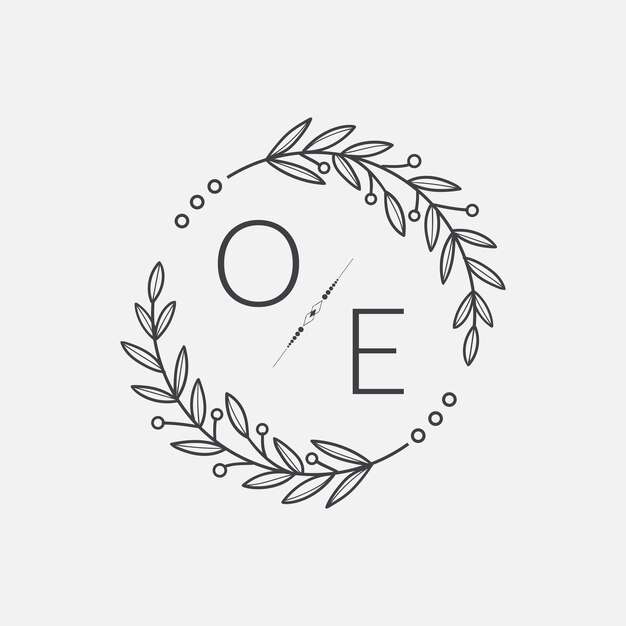 OE monograma inicial boda con línea de círculo creativo