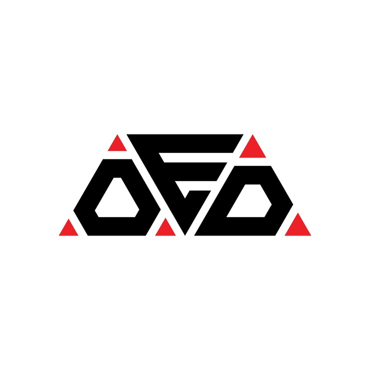 Vector oed diseño de logotipo de letra triangular con forma de triángulo oed diseño del logotipo triangular monograma oed triángulo vectorial plantilla del logotipo con color rojo oed logo triangular sencillo elegante y lujoso logotipo oed
