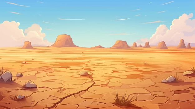 Vector oeste desierto calor tierra desierto suelo africa panorama horizonte juego gráfico paisaje horizontal