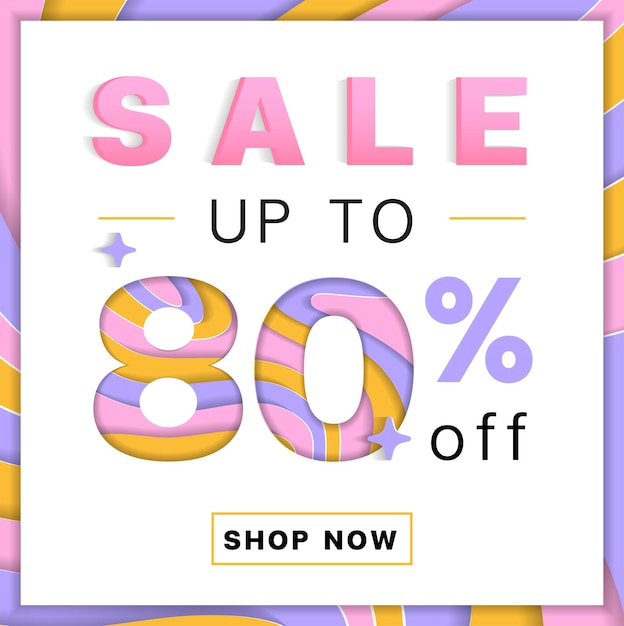 Oferta hasta 80 de descuento Promoción Descuento Compras en línea Abstracto Naranja Rosa Violeta Púrpura Lila