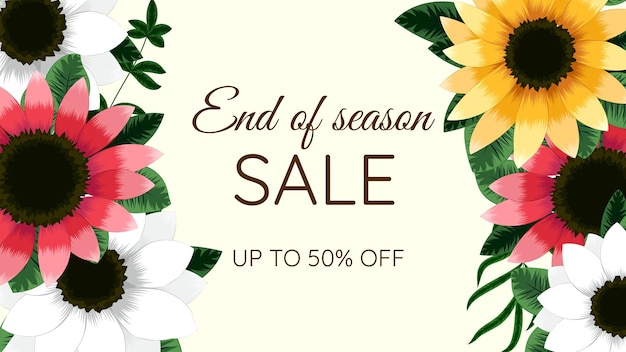 Oferta de banner de flores florales de primavera moderna oferta descuento