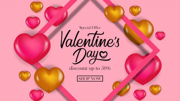 Oferta especial banner día de san valentín