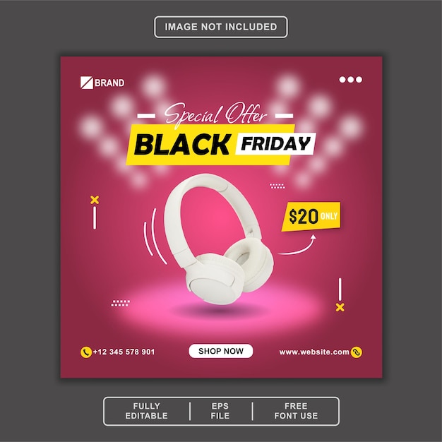 Oferta especial black friday social media post instagram facebook template