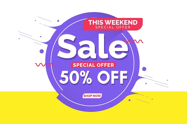 Oferta especial de cartel de promoción de plantilla de banner de venta hasta 50 de descuento