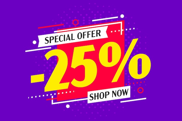 Oferta especial de descuento del veinticinco por ciento menos