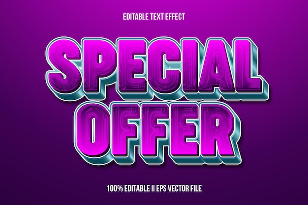 Oferta especial Efecto de texto editable Estilo de gradiente de relieve 3D