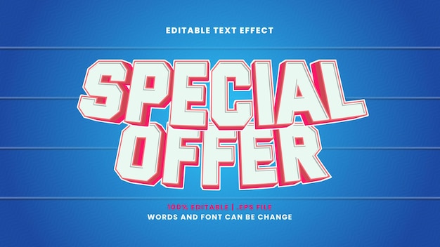 Oferta especial efecto de texto editable en estilo moderno 3d