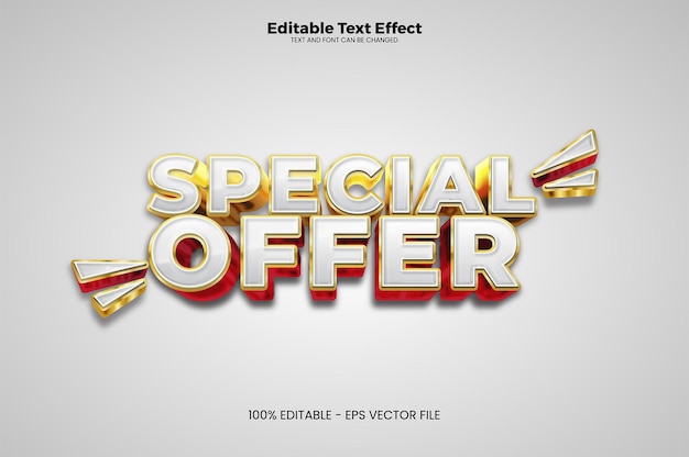 Oferta especial efecto de texto editable en estilo de tendencia moderna vector premium