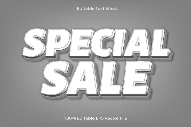 Vector oferta especial efecto de texto editable relieve 3d estilo degradado de dibujos animados