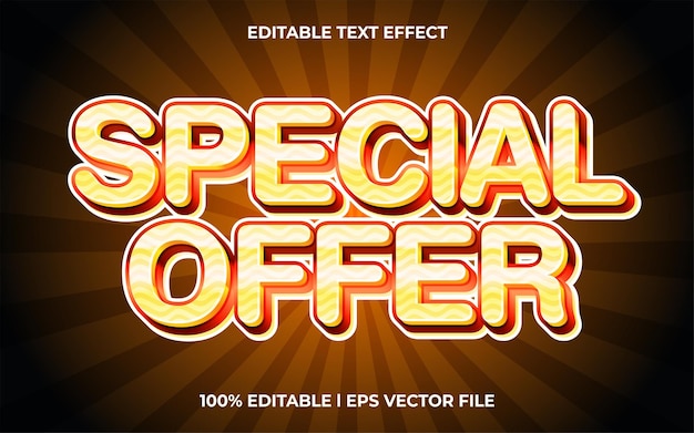 Oferta especial efecto de texto portada de video editable y plantilla de tipografía 3d de estilo de texto de banner