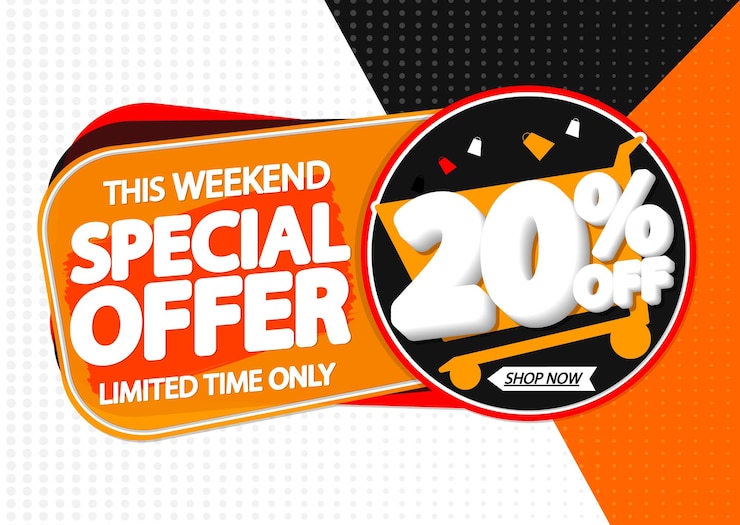 Vector oferta especial de fin de semana 20 de descuento
