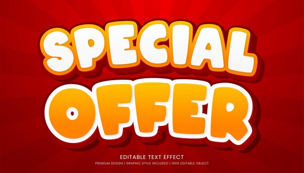 Oferta especial plantilla de efecto de texto editable para banner de venta de promoción empresarial