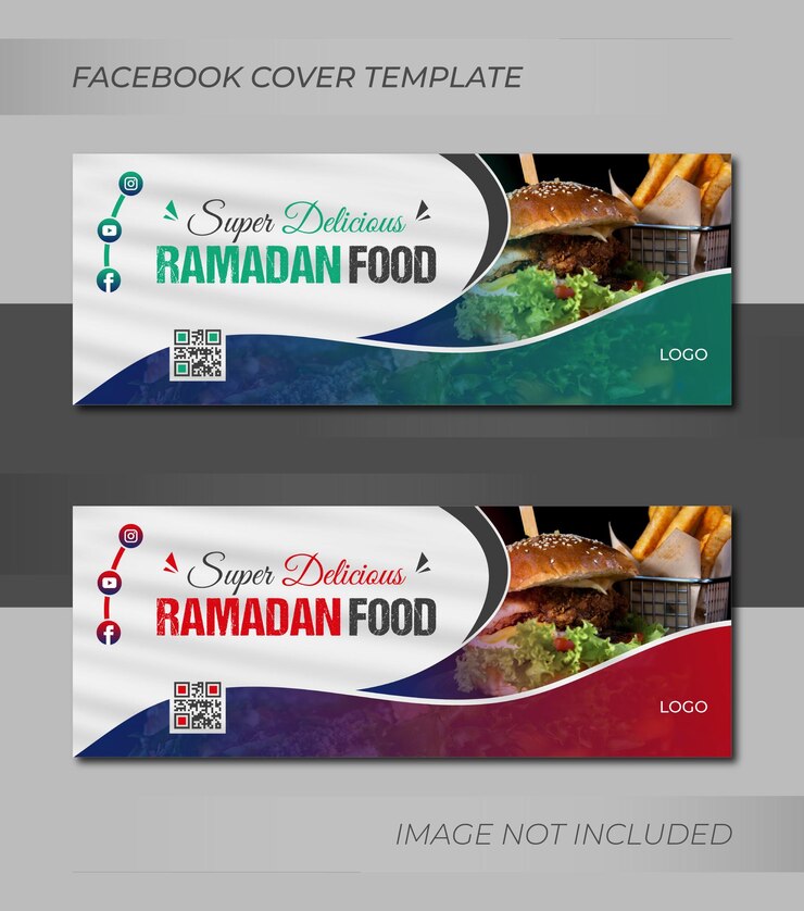Oferta especial de ramadán menú de comida del restaurante portada de facebook o diseño de plantilla de banner web