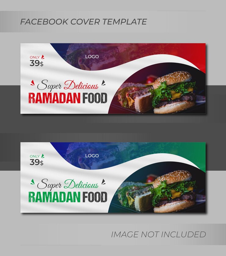 Oferta especial de ramadán menú de comida del restaurante portada de facebook o diseño de plantilla de banner web