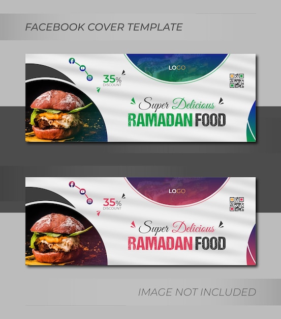 Oferta especial de ramadán menú de comida del restaurante portada de facebook o diseño de plantilla de banner web