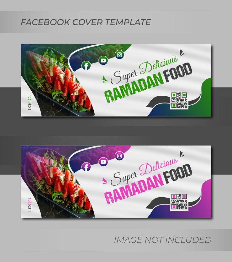 Oferta especial de ramadán menú de comida del restaurante portada de facebook o diseño de plantilla de banner web