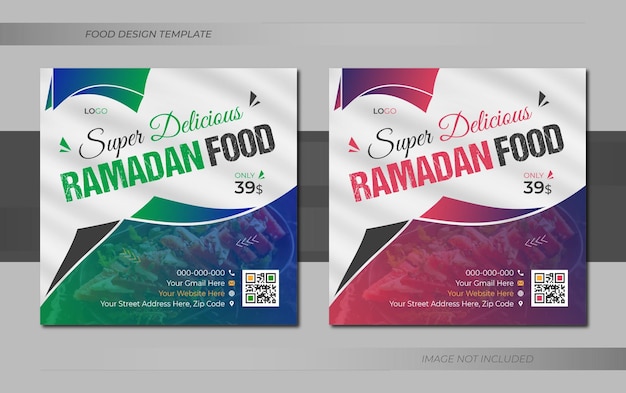 Oferta especial de ramadán menú de comida de restaurante publicación en redes sociales o diseño de plantilla de banner de instagram