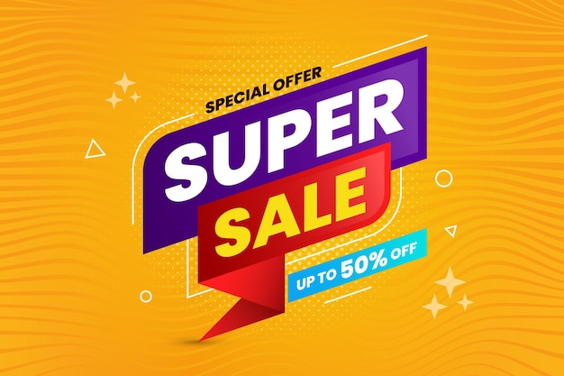Oferta especial de súper venta con descuento plano fondo abstracto