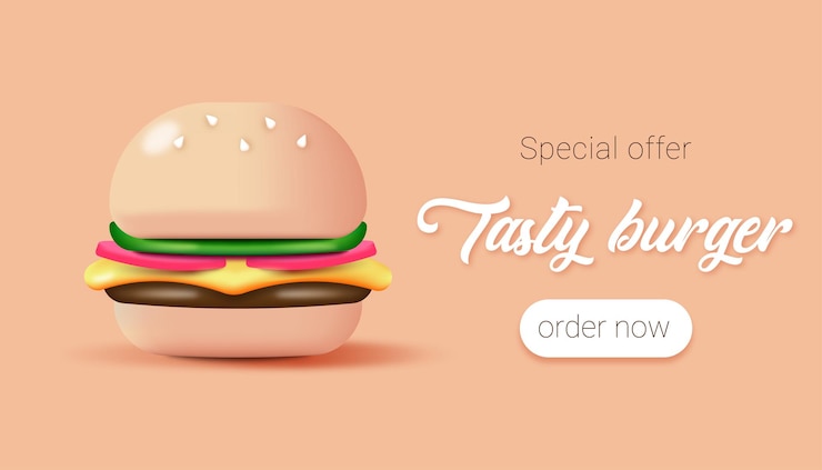 Vector oferta especial tasty burger en estilo 3d