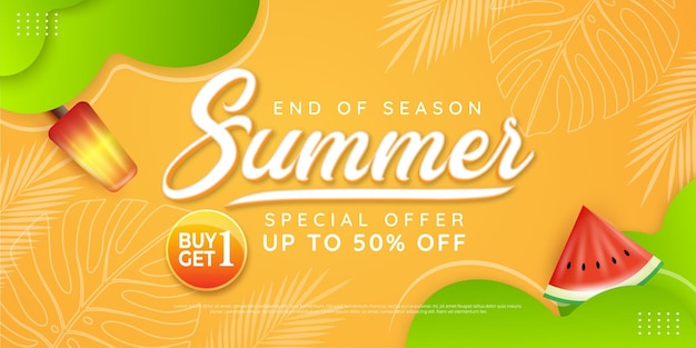 Vector oferta especial temática de rebajas de verano de fin de temporada