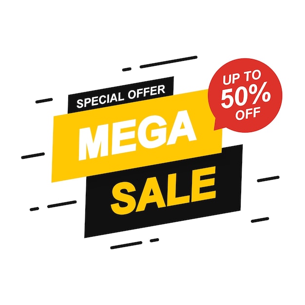 Oferta especial de venta mega de banners con hasta un 50% de descuento