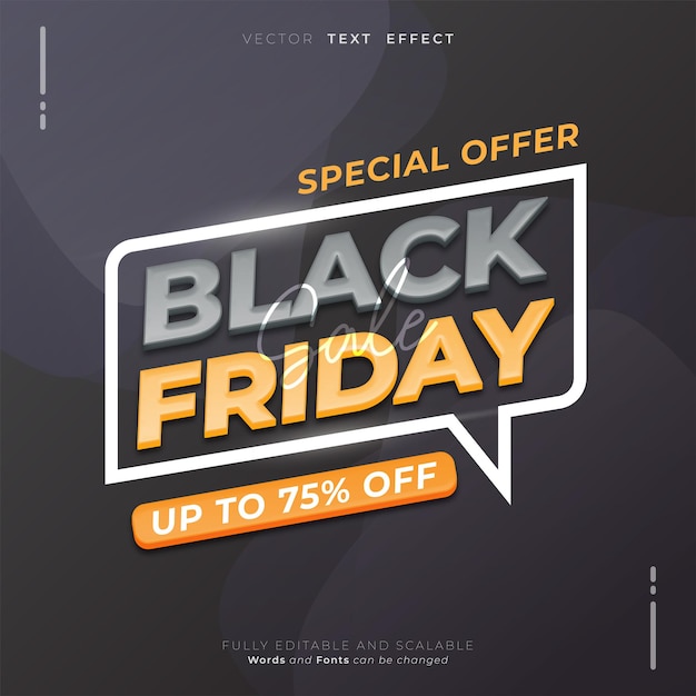 Oferta especial de venta de viernes negro vectorial con estilo tridimensional editable