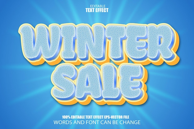 Oferta De Invierno Efecto De Texto Editable Estilo De Dibujos Animados