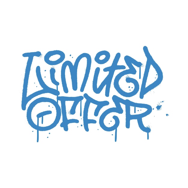 Oferta limitada de grafitis urbanos rociados con letras de texto con textura de rociado excesivo s tipografía de arte callejero