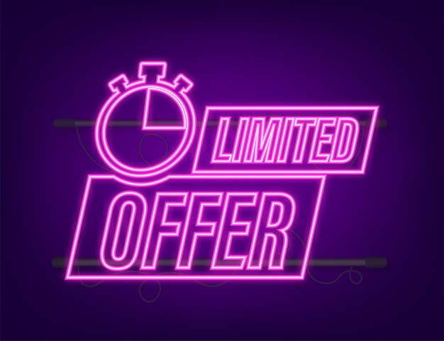 Oferta limitada, gran diseño para cualquier propósito. Icono de neón. Mejor producto. Ilustración de stock vectorial.