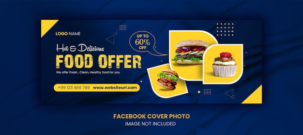 Oferta de menú de comida saludable y deliciosa para el diseño de la foto de portada de Facebook del restaurante