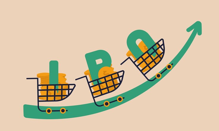Vector oferta de negocio público de ipo y empresa de compra de fondos precio de moneda privada y capital de flecha de acciones