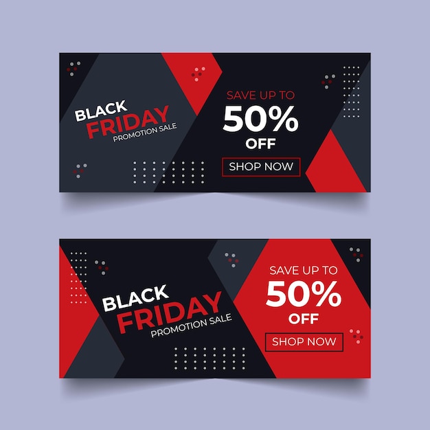 Oferta de paquete de Black Friday Promoción de ventas Banner Banner web de Black Friday y banner de redes sociales