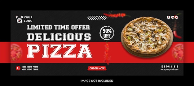 Oferta por tiempo limitado Pizza deliciosa Banner de Instagram editable Ad Co Plantilla de banner de portada de Facebook