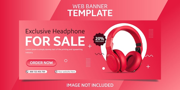 Oferta de venta de auriculares portada de redes sociales y diseño de plantilla de banner web