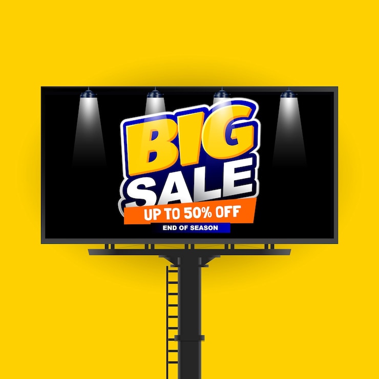 Vector oferta de venta en una cartelera realista