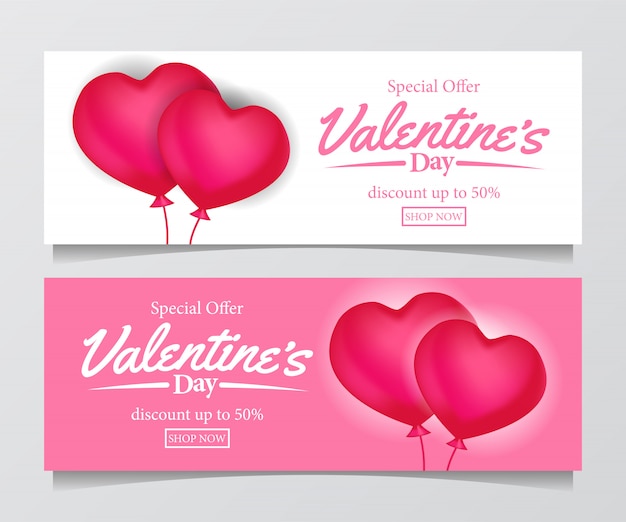 Oferta de venta especial día de san valentín banner