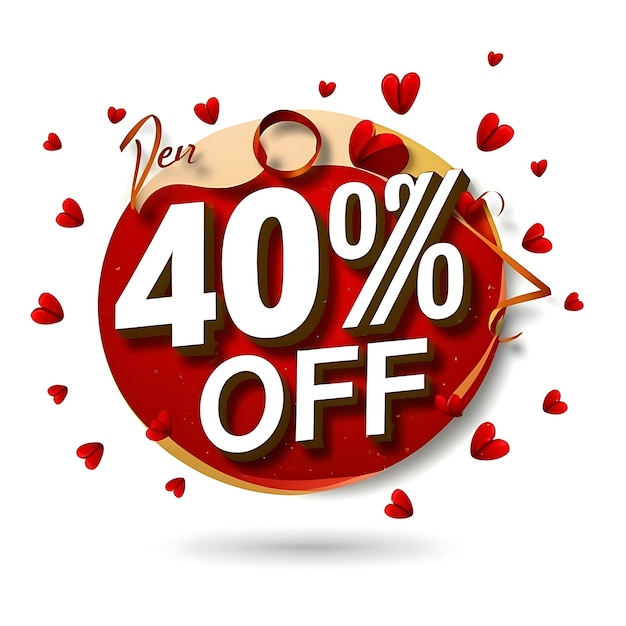 Oferta de venta de San Valentín 40 por ciento de descuento precio banner editable vector EPS10