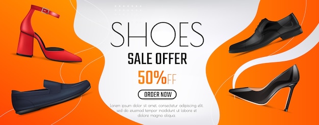 Oferta de venta de zapatos en estilo realista