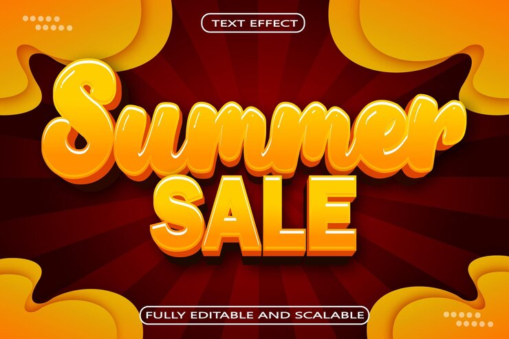 Vector oferta de verano efecto de texto editable relieve de 3 dimensiones estilo moderno