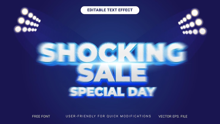 Vector ofertas de descuento de venta impactantes mezcla de texto editable banner horizontal de gradiente azul suave