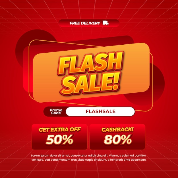 Ofertas de descuento de venta instantánea con gradiente rojo Vector de bandera de insignia de etiqueta rectangular