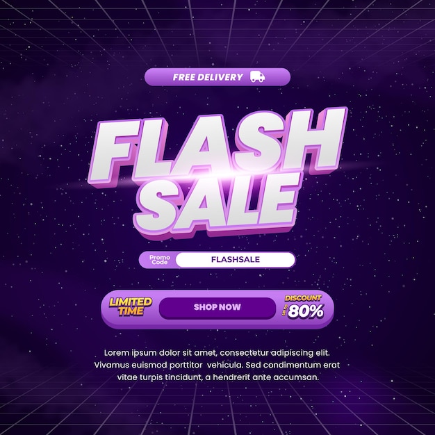 Ofertas de descuento de venta instantánea Texto editable con banner de gradiente de galaxia púrpura oscuro