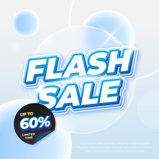 Ofertas de descuento de venta instantánea Texto editable con gradiente azul suave glassmorphism círculo banner