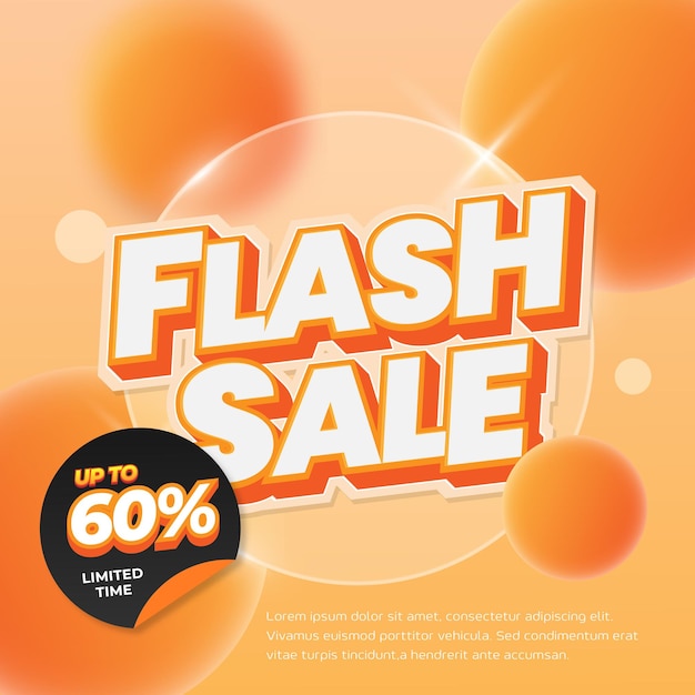 Las ofertas de descuento de venta instantánea con el vector de banner Glassmorphism de gradiente naranja suave